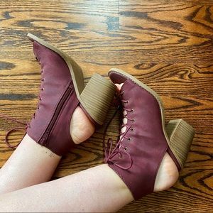Maroon Lace-up Heels